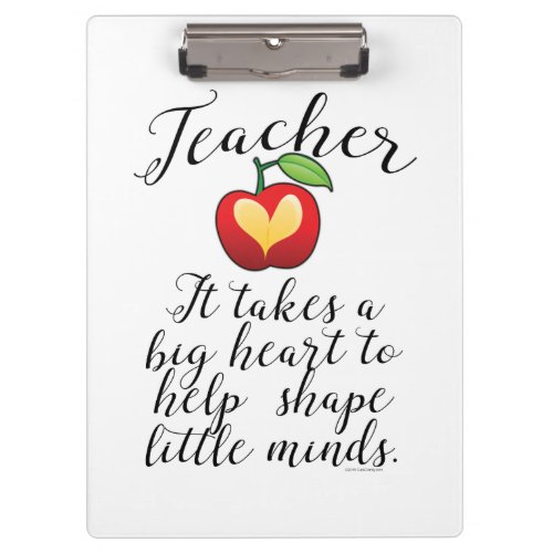 Big Heart To Help Shape Little Minds Teacher Clipboard