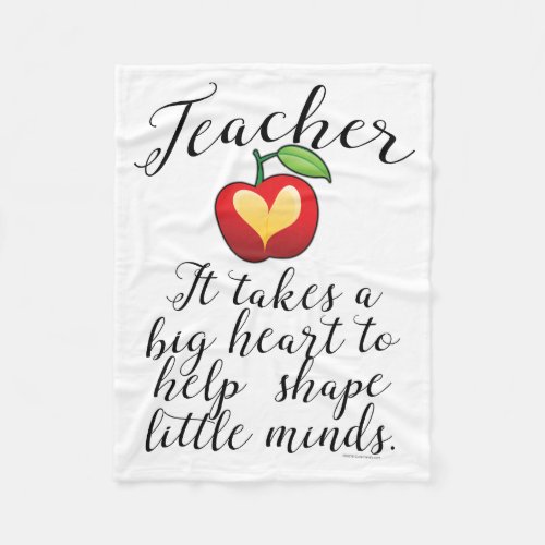 Big Heart To Help Shape Little Minds Teacher Fleece Blanket