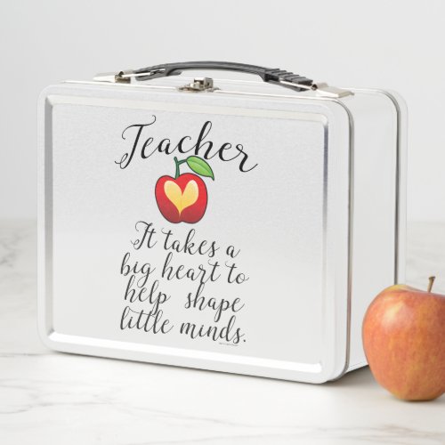 Big Heart To Help Shape Little Minds Teacher Metal Lunch Box