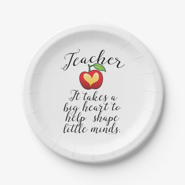 Big Heart To Help Shape Little Minds Teacher Paper Plates (Front)