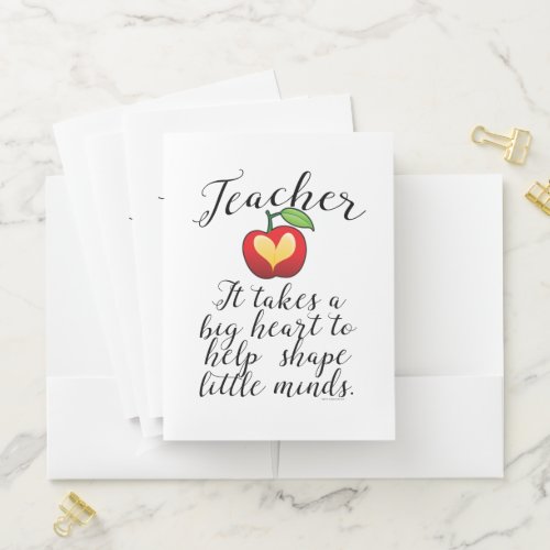 Big Heart To Help Shape Little Minds Teacher Pocket Folder