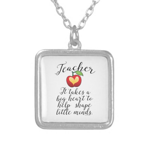 Big Heart To Help Shape Little Minds Teacher Silver Plated Necklace