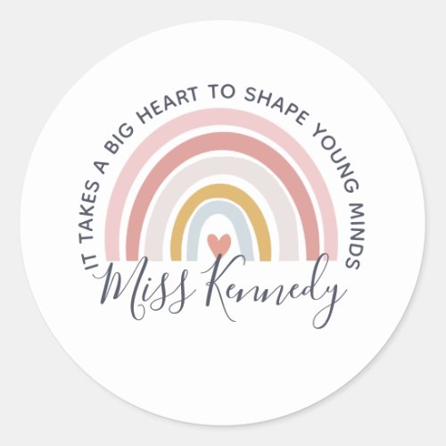 Big Heart to Shape Young Minds Teacher Classic Round Sticker