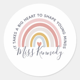 Big Heart to Shape Young Minds Teacher Classic Round Sticker