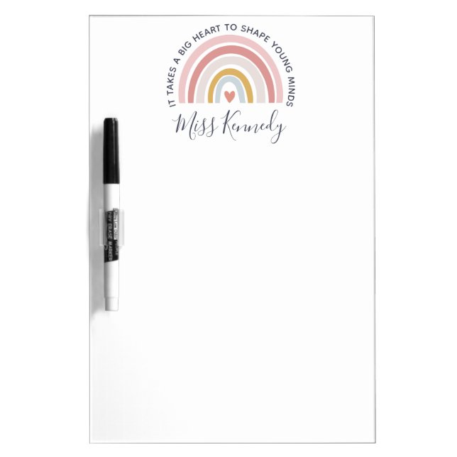 Big Heart to Shape Young Minds Teacher Dry Erase Board (Front)