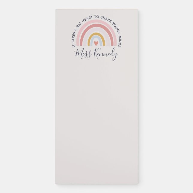 Big Heart to Shape Young Minds Teacher Magnetic Notepad (Front)