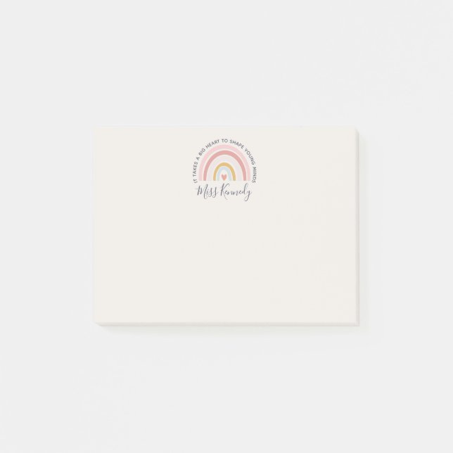 Big Heart to Shape Young Minds Teacher Post-it Notes (Front)