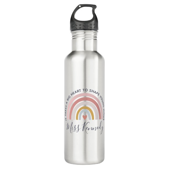 Big Heart to Shape Young Minds Teacher Stainless Steel Water Bottle (Front)