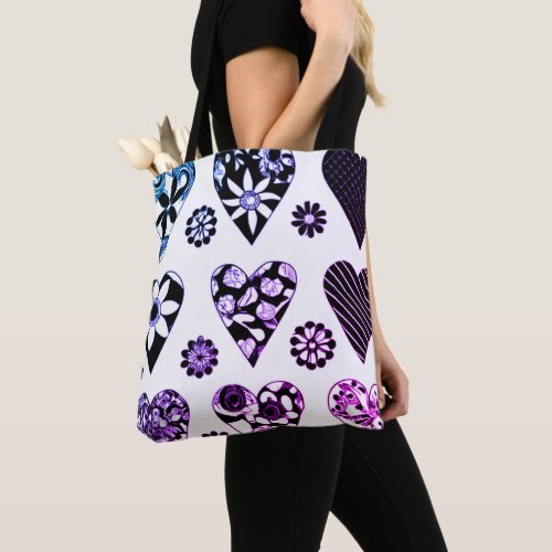Big Hearts  Flowers Modern Color Pop Tote Bag