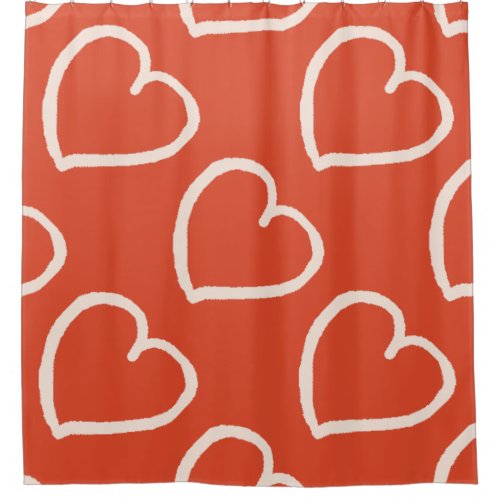 Big hearts pattern pink on red shower curtain