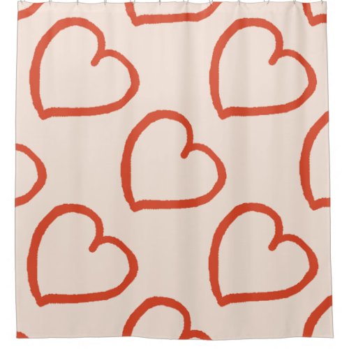 Big hearts pattern red on pink shower curtain