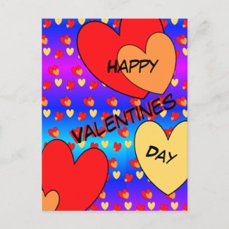 Big Hearts Valentines Day Cust. BG Color Postcard