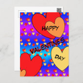 Big Hearts Valentines Day Cust. BG Color Postcard (Front/Back)