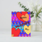 Big Hearts Valentines Day Cust. BG Color Postcard (Standing Front)