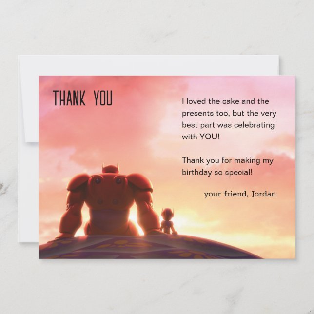 Big Hero 6 Baymax Birthday Thank You Card (Front)