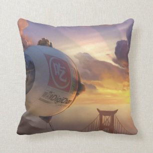 Big Hero Space Ship and Bridge Throw Pillow