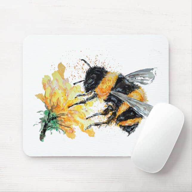 Big Honey Bee collecting Pollen Mouse Pad (With Mouse)