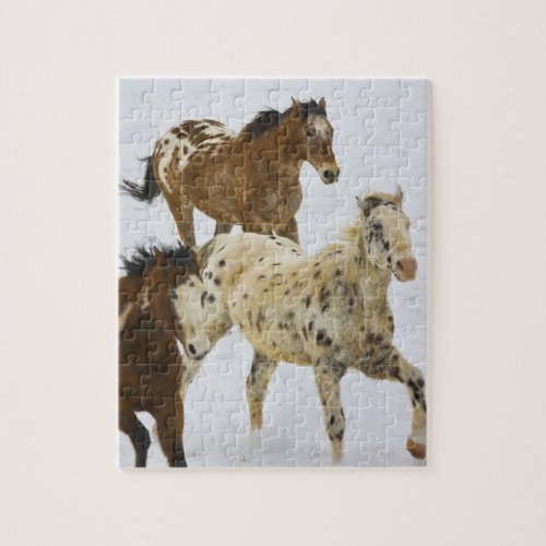 Big Horn Mountains Horses running in the snow Jigsaw Puzzle