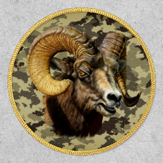 Big Horn Ram Sheep Camo Background Patch