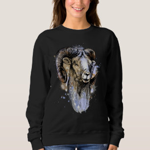 Big Horn Sheep Ram Head Horn Artistic Animal Hunte Sweatshirt
