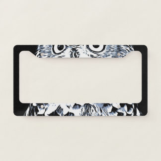 Big Horned Owl Art License Plate Frame