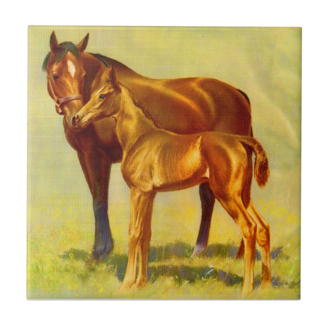 big horse little horse ceramic tile (Front)
