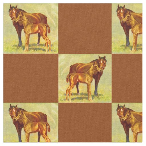 big horse little horse print fabric