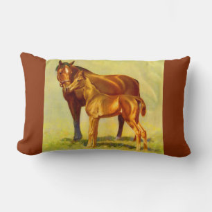 big horse little horse print lumbar pillow