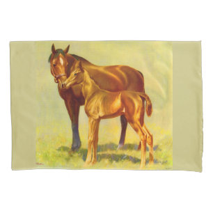 big horse little horse print pillow case
