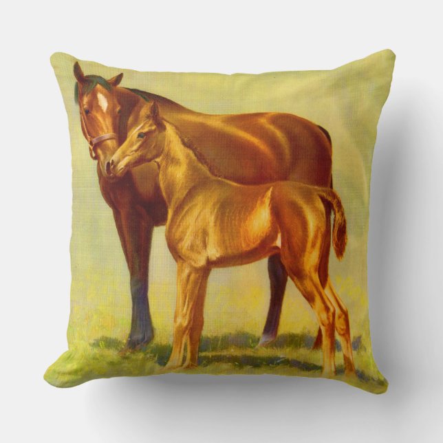 big horse little horse print throw pillow (Front)