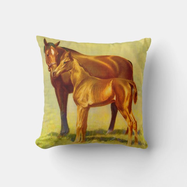 big horse little horse print throw pillow (Front)