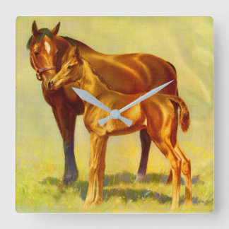 big horse little horse square wall clock