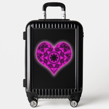 Big Hot Pink Boho Heart  Luggage by MHDesignStudio at Zazzle