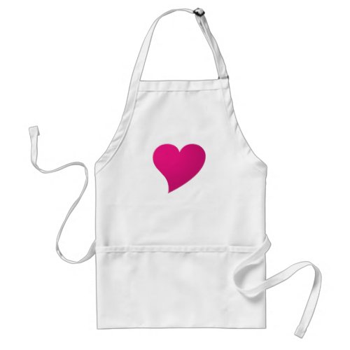 Big hot pink fuchsia Heart Love white Adult Apron