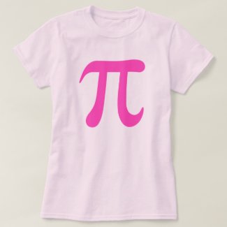 Big hot pink pi symbol t-shirt for girls and women