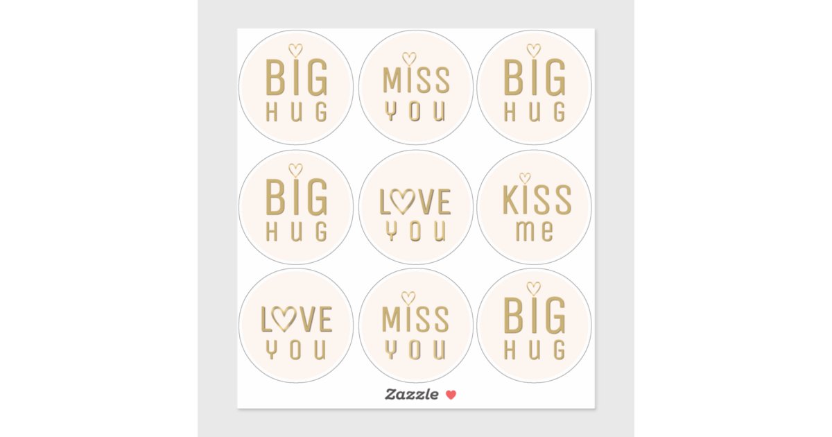 Big Hug and Miss You and Kiss Me Labels | Zazzle