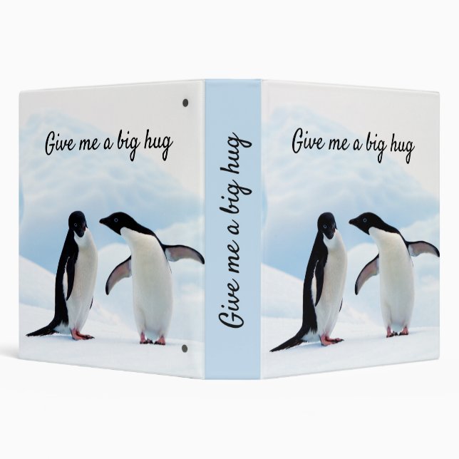 Big hug Penguin on ice photo with text 3 Ring Binder (Background)