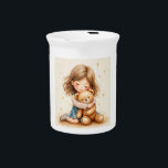 Big Hugs - Cute Girl Hugging Teddy Bear Beverage Pitcher<br><div class="desc">Wrap someone in warmth with this charming illustration titled “Big Hugs.” Featuring a sweet little girl embracing her favorite teddy bear, this design captures the tenderness and innocence of childhood. Perfect for heartfelt gifts, room decor, or just to send love, this artwork brings a gentle and emotional touch to any...</div>