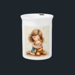 Big Hugs - Cute Girl Hugging Teddy Bear Beverage Pitcher<br><div class="desc">Wrap someone in warmth with this charming illustration titled “Big Hugs.” Featuring a sweet little girl embracing her favorite teddy bear, this design captures the tenderness and innocence of childhood. Perfect for heartfelt gifts, room decor, or just to send love, this artwork brings a gentle and emotional touch to any...</div>