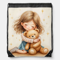 Big Hugs - Cute Girl Hugging Teddy Bear