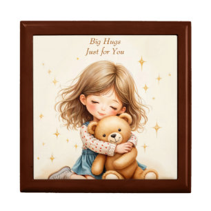 Big Hugs Cute Girl Hugging Teddy Bear  Gift Box