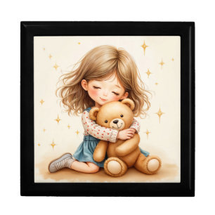 Big Hugs - Cute Girl Hugging Teddy Bear Gift Box