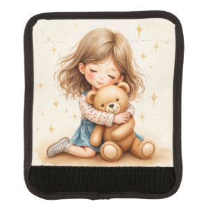 Big Hugs - Cute Girl Hugging Teddy Bear Luggage Handle Wrap