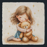 Big Hugs - Cute Girl Hugging Teddy Bear Trivet<br><div class="desc">Wrap someone in warmth with this charming illustration titled “Big Hugs.” Featuring a sweet little girl embracing her favorite teddy bear, this design captures the tenderness and innocence of childhood. Perfect for heartfelt gifts, room decor, or just to send love, this artwork brings a gentle and emotional touch to any...</div>