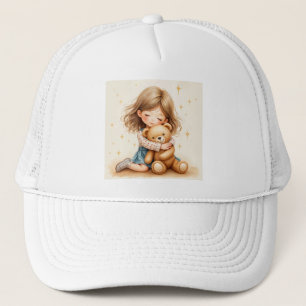 Big Hugs - Cute Girl Hugging Teddy Bear Trucker Hat