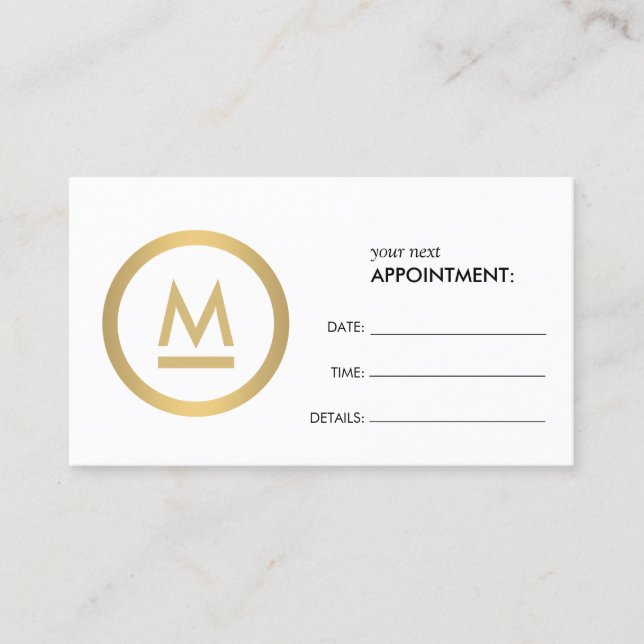 Big Initial Modern Monogram Appointment Card (Front)