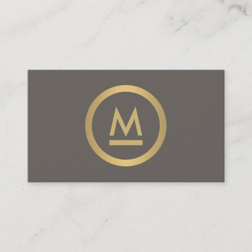 Big Initial Modern Monogram in Faux Gold on Taupe Business Card