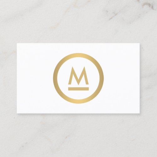 Big Initial Modern Monogram in Faux Gold on White Business Card