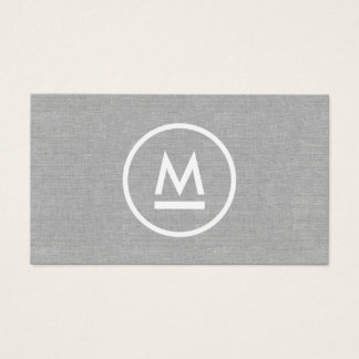 Big Initial Modern Monogram on Gray Linen Business Card