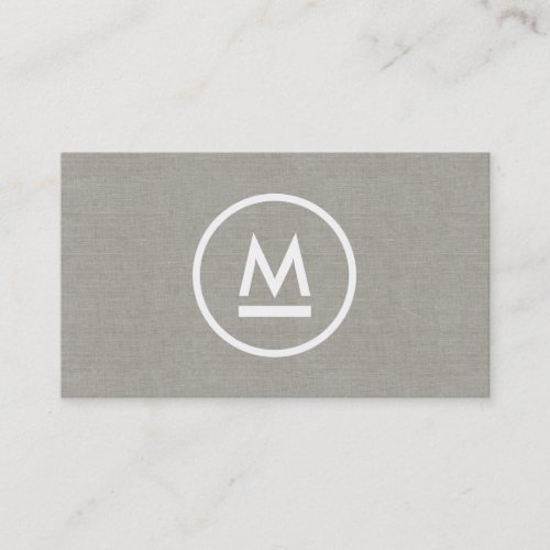 Big Initial Modern Monogram on Taupe Linen Business Card